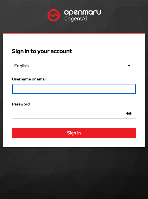 The company account screen that opens as a pop-up window.