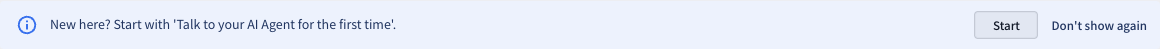 The banner shown when you first sign in. Select the "Start" button to open the guide.