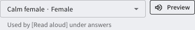 The "Read-aloud voice" field. It has a list for choosing a voice and a "Preview" button.