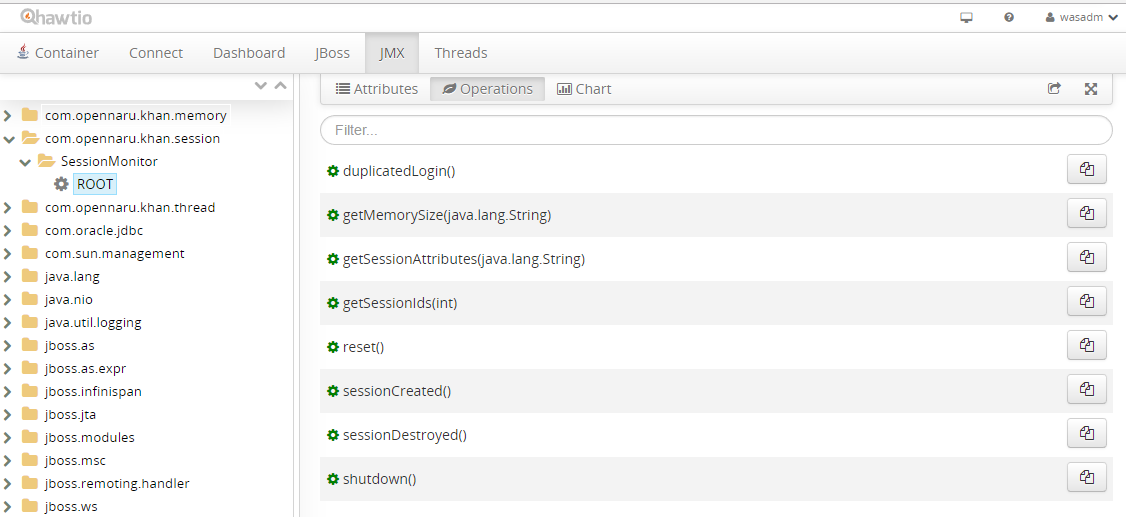 Operations 탭의 API 목록