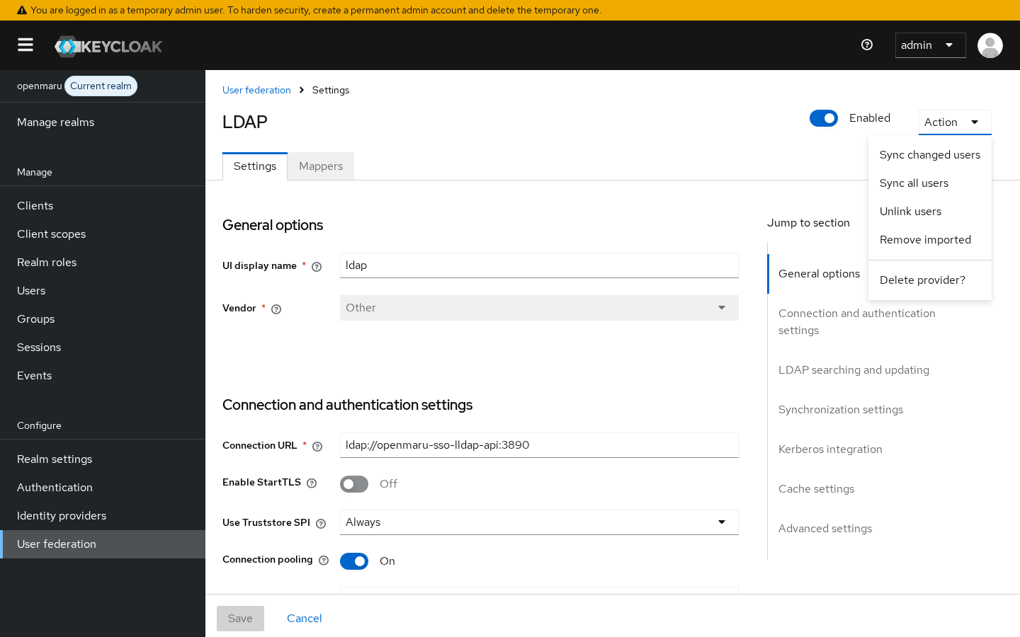 Keycloak LDAP Provider Action - Sync all users