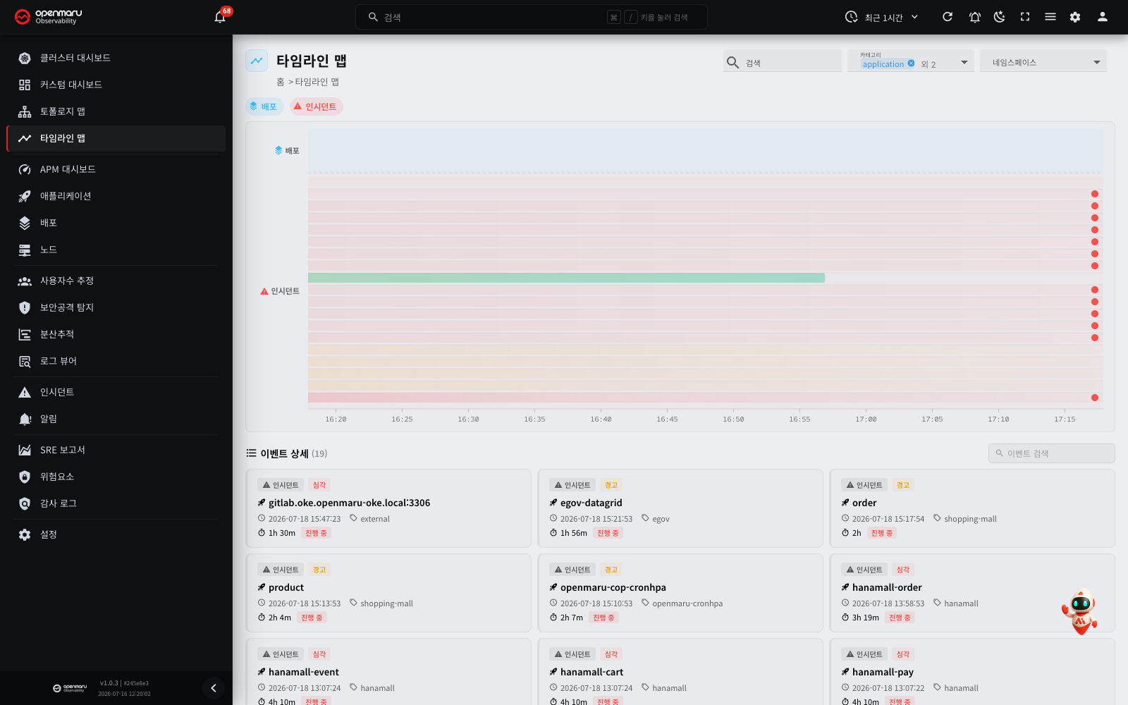 타임라인 맵 화면